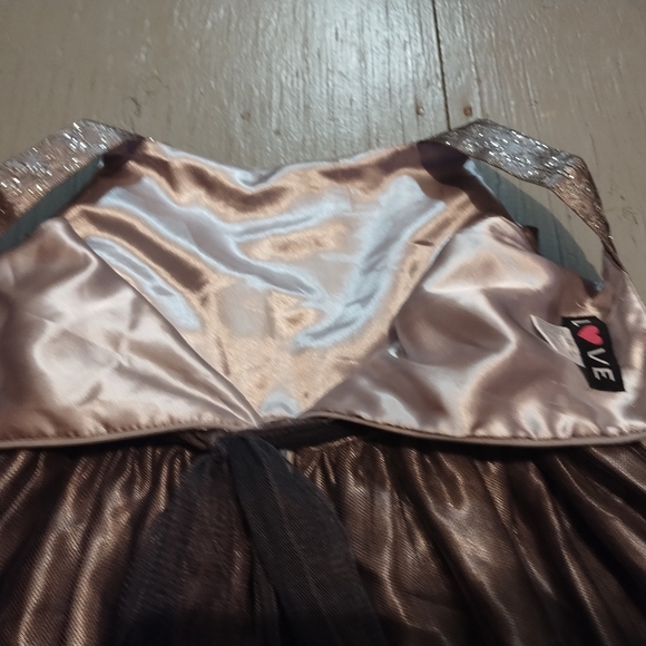 LOVE Girls Sleeveless Grey Metallic Shimmery Formal Dress With Toole Size 10 - Picture 5 of 12